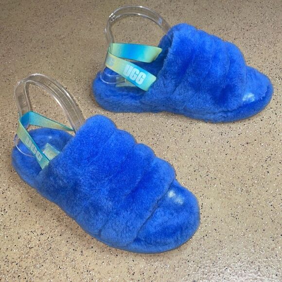 UGG Fluff Yeah Gradient Slide Mystic Blue US 5 - Picture 2 of 8